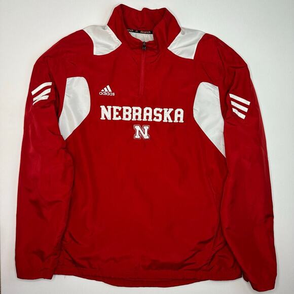 Adidas University of Nebraska Nylon Quarter Zip Pullover Jacket - Picture 1 of 7